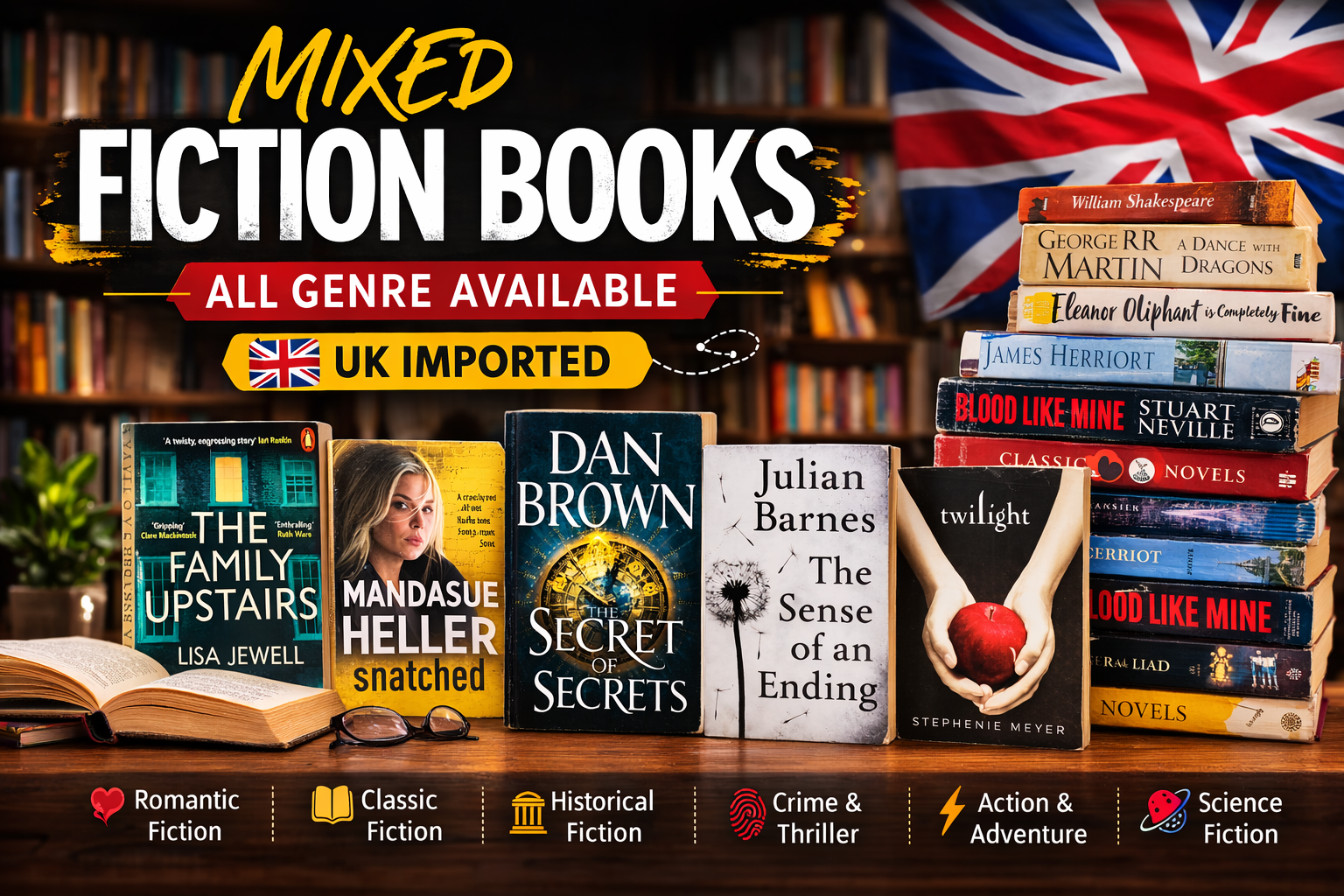 Preloved Imported Fiction Books Lot – Mixed Genre | UK Imported